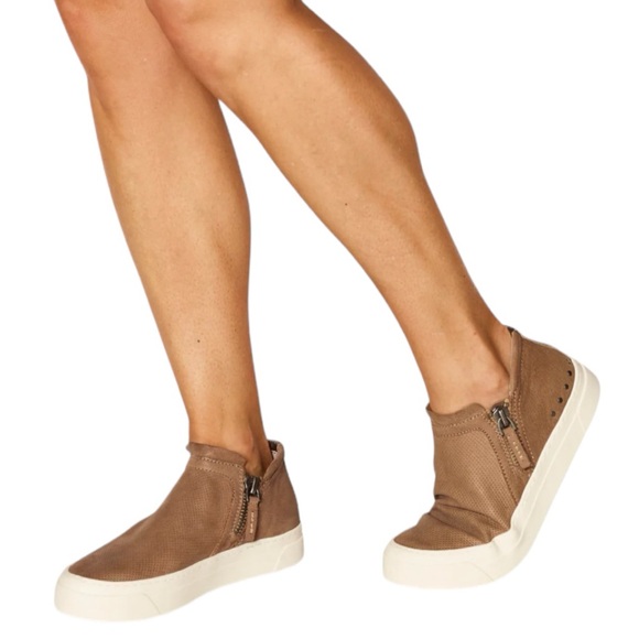 Miz Mooz Arret Side Zip Taupe Leather Platform Sneaker Size 8.5 - Picture 7 of 16